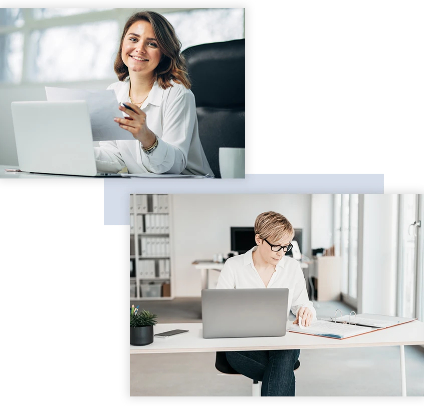 two women working at desks