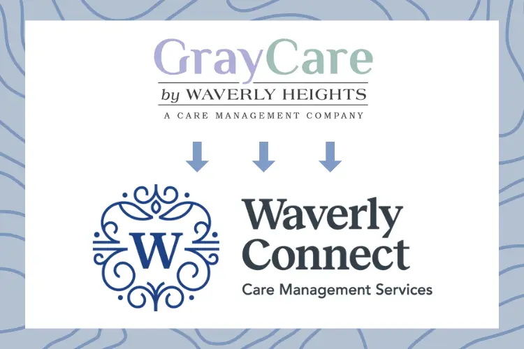 a sign for GrayCare, the former name of Waverly Connect