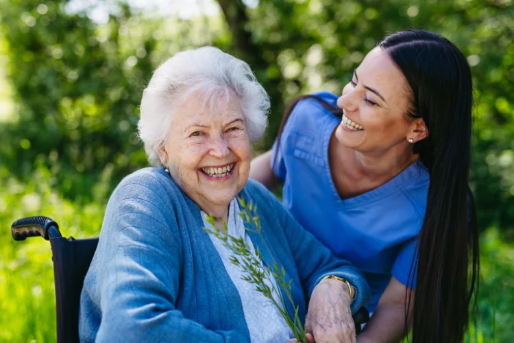 Nurse with senior woman